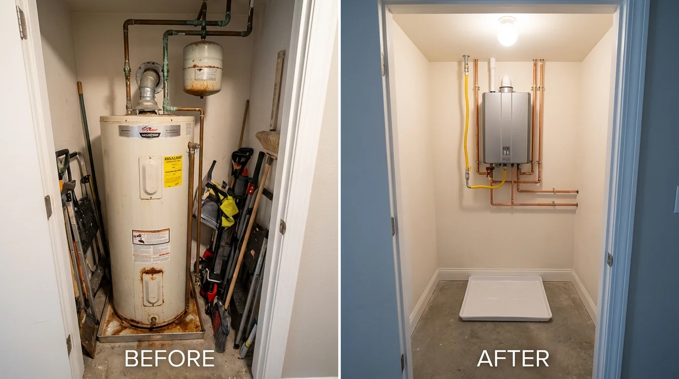 Tank water heater versus wall-mounted tankless unit comparison for Pismo Beach, CA homeowners