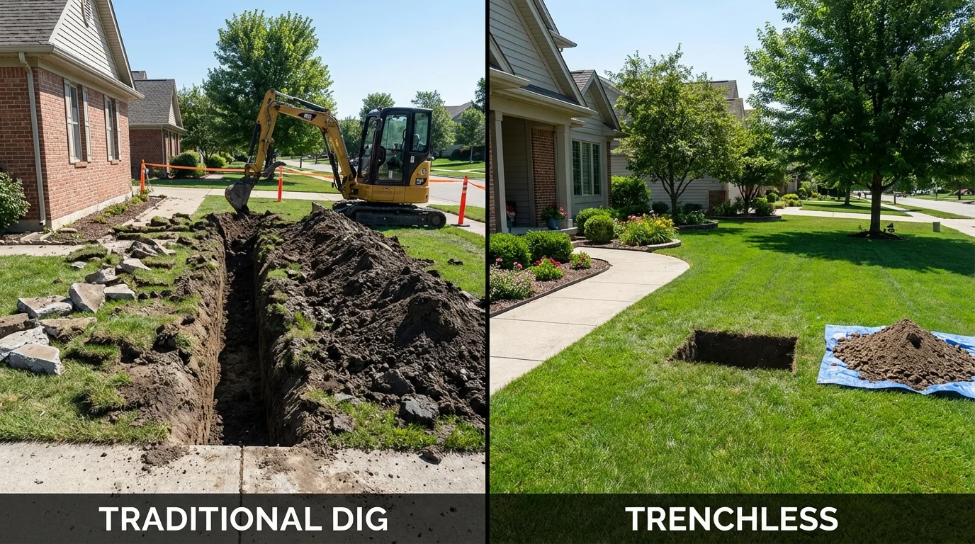 Trenchless sewer repair with minimal yard damage versus traditional excavation in Pismo Beach, CA
